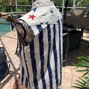 VINTAGE WESTERN top Star and Stripe Sleeveless Blouse